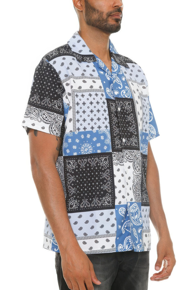 Mens Collared Print Button Down